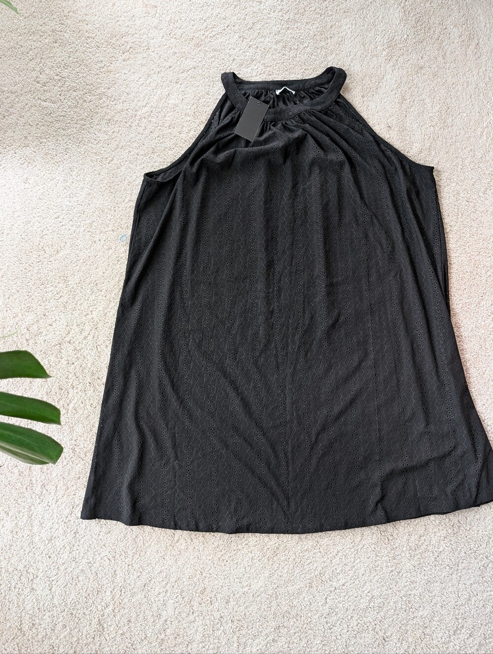 Black Halter Swim Coverup with Eyelet Detail